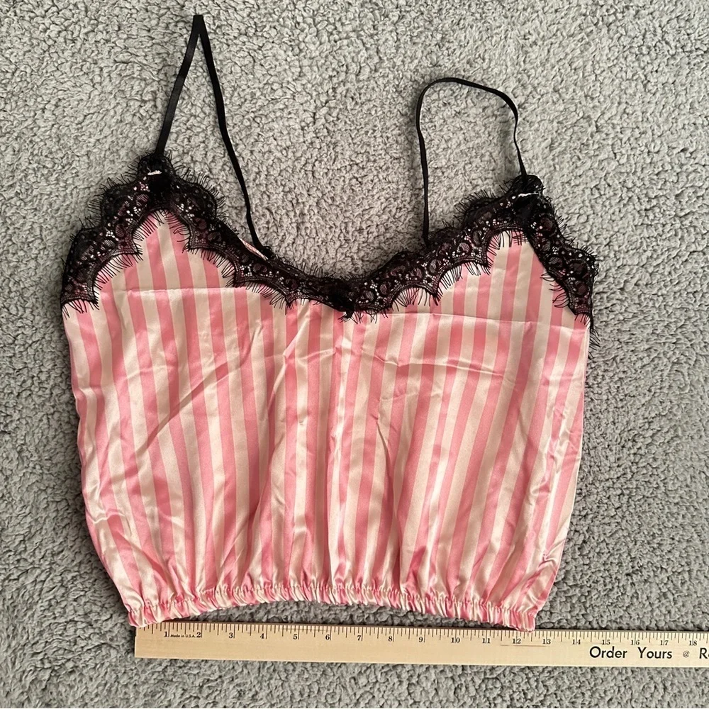 New Chic Noir Elegance Black Lace & Pink Silk Lingerie Pajama Shorts Set